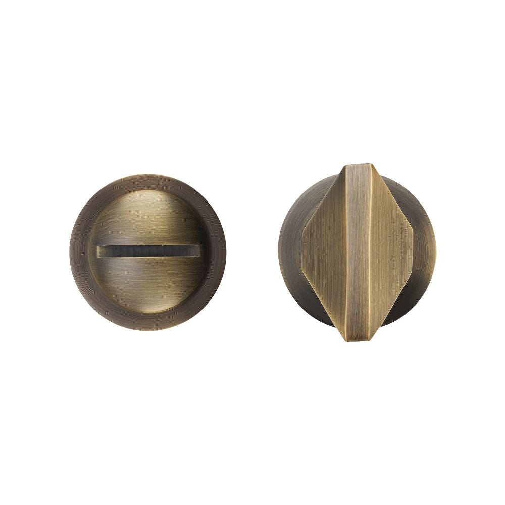 High quality image of the Rosso Tecnica - Turn and Release - Rosso Mini - Antique Brass | Sku. RT004-MINI-AB | available to order from Trade Door Handles.