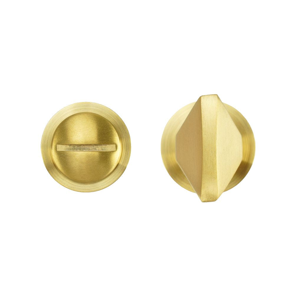 High quality image of the Rosso Tecnica - Turn and Release - Rosso Mini - PVD Satin Brass | Sku. RT004-MINI-PVDSB | available to order from Trade Door Handles.