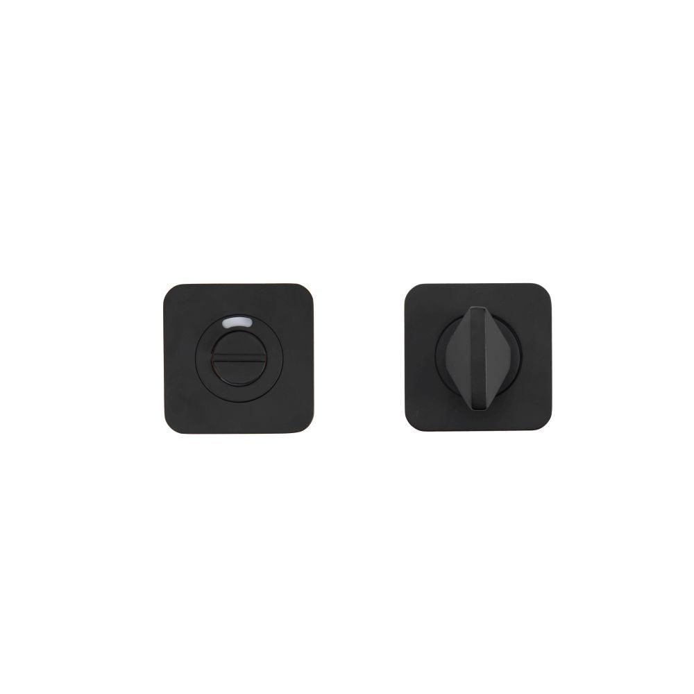 High quality image of the Rosso Tecnica - Turn & Indicator Release - Square Rose - Powder Coated Black | Sku. rt004i-s-pcb | available to order from Trade Door Handles.