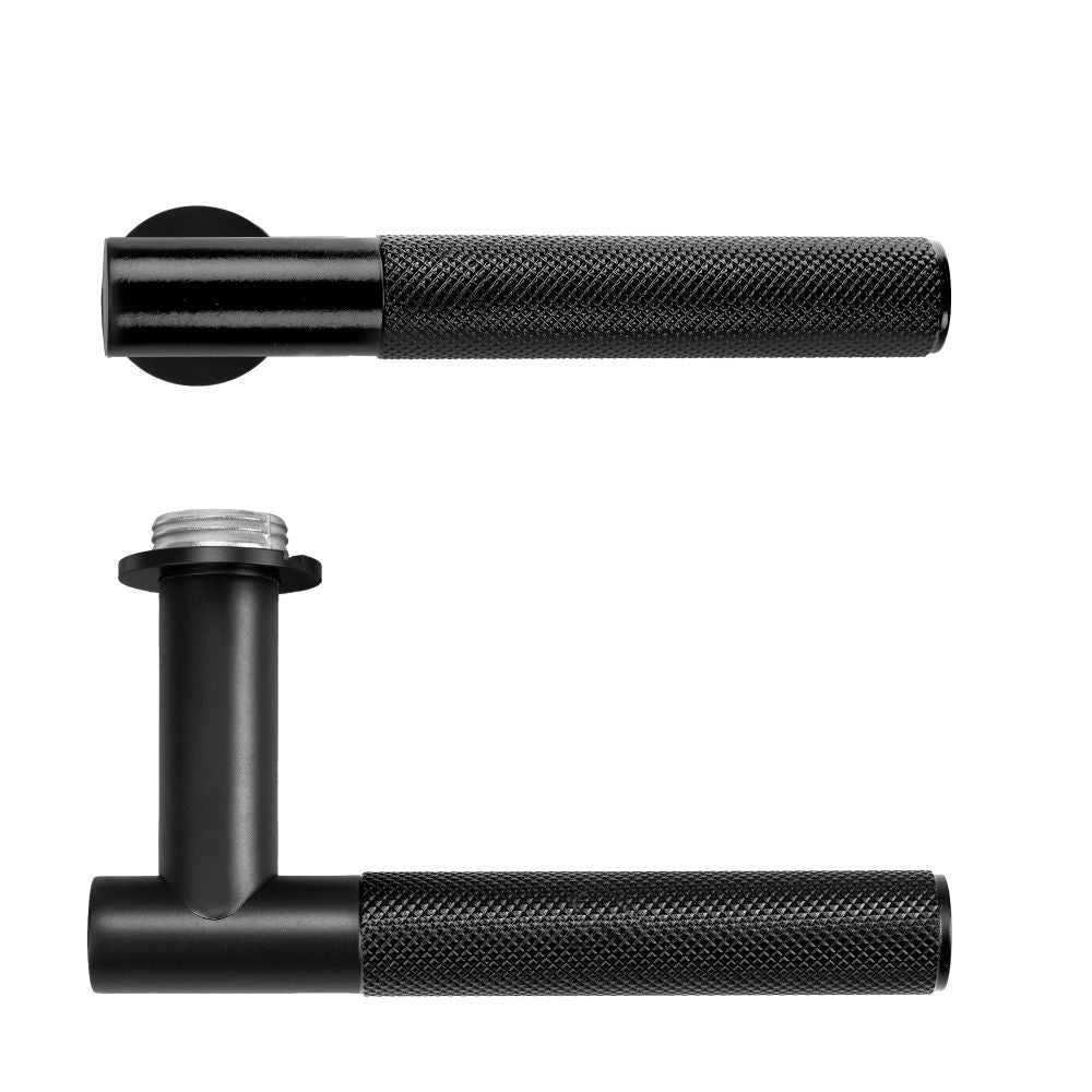 High quality image of the Rosso Tecnica - Orta Lever on 32mm Round Mini Rose PVD Black | Sku. RT060-MINI-PVDBLK | available to order from Trade Door Handles.