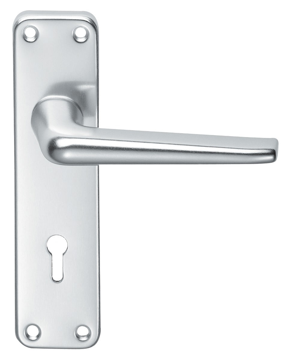 High quality image of Eurospec - Aluminium Lever on Lock Backplate - Satin Anodised Aluminium | Sku. saa21 | Trade Door Handles.