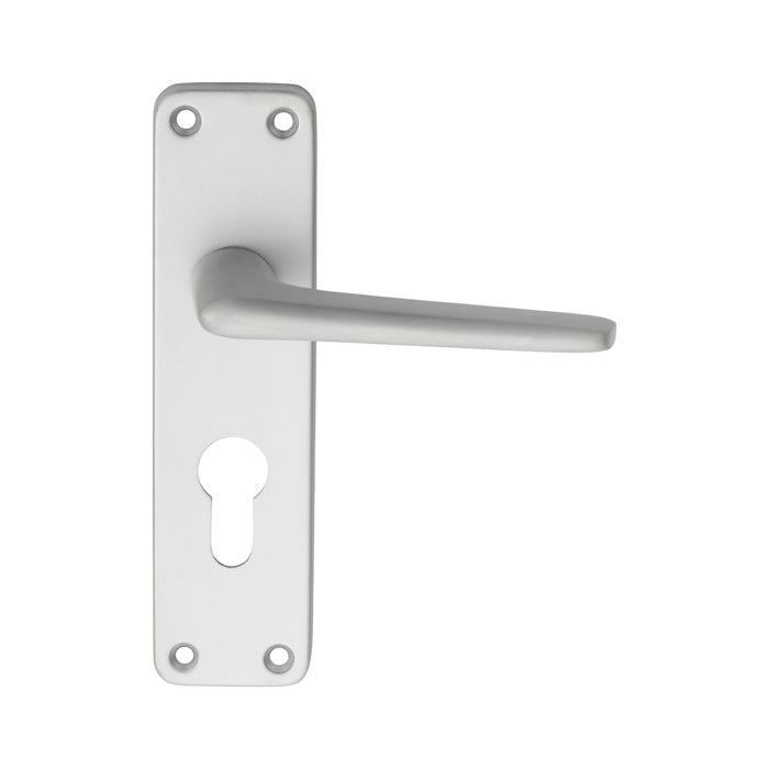 High quality image of Eurospec - Aluminium Lever on Euro Lock Backplate - Satin Anodised Aluminium | Sku. saa21y | Trade Door Handles.