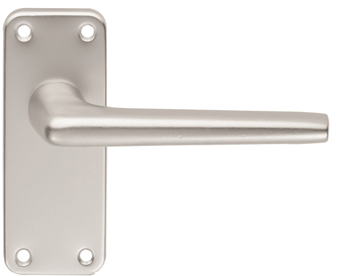 High quality image of Eurospec - Aluminium Lever on Latch Backplate - Satin Anodised Aluminium | Sku. saa22 | Trade Door Handles.