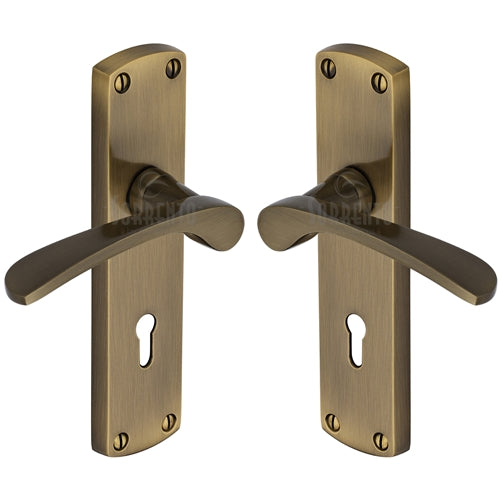 Sorrento Door Handle Lever Lock Luca Design Antique on Zinc Finish