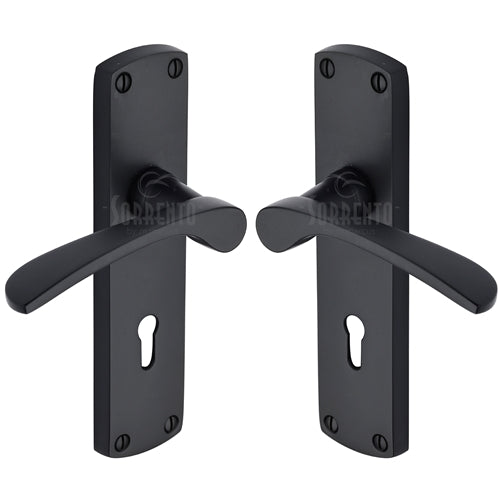 Sorrento Door Handle Lever Lock Luca Design Matt Black Finish