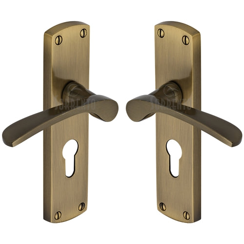 Sorrento Door Handle for Euro Profile Plate Luca Design Antique on Zinc Finish