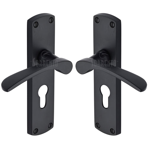 Sorrento Door Handle for Euro Profile Plate Luca Design Matt Black Finish