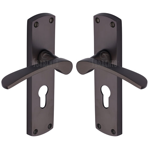 Sorrento Door Handle for Euro Profile Plate Luca Design Matt Bronze on Zinc Finish