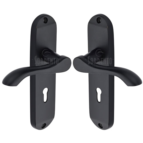Sorrento Door Handle Lever Lock Aurora Design Matt Black Finish