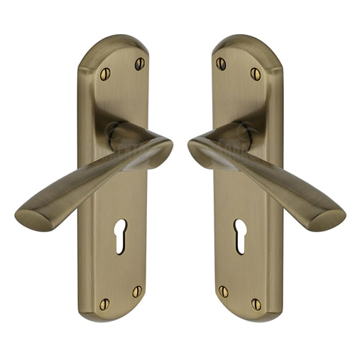 Sorrento Door Handle Lever Lock Atlanta Design Antique on Zinc Finish