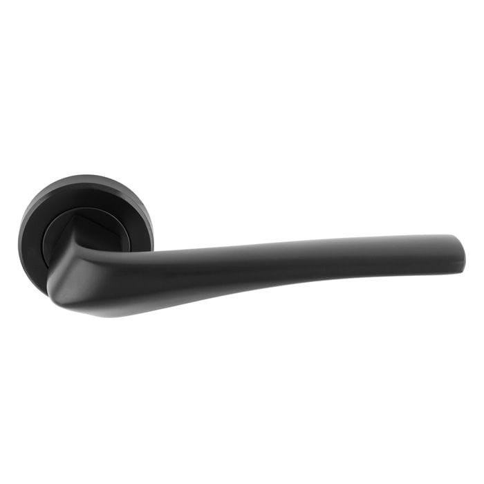 High quality image of Serozzetta - Pronta Lever on Rose - Matt Black | Sku. szr120mb | Trade Door Handles.