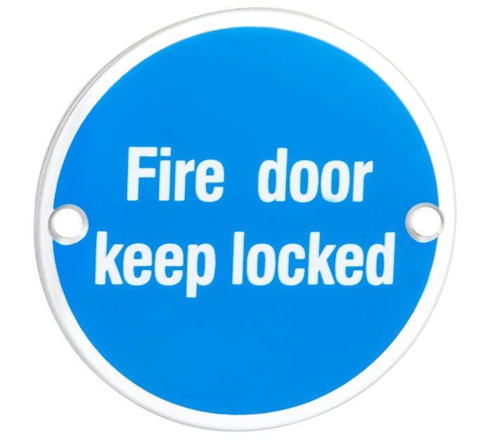 High quality image of Eurospec - Signage Fire Door - Keep Locked - Bright Stainless Steel | Sku. sex1015bss | Trade Door Handles.