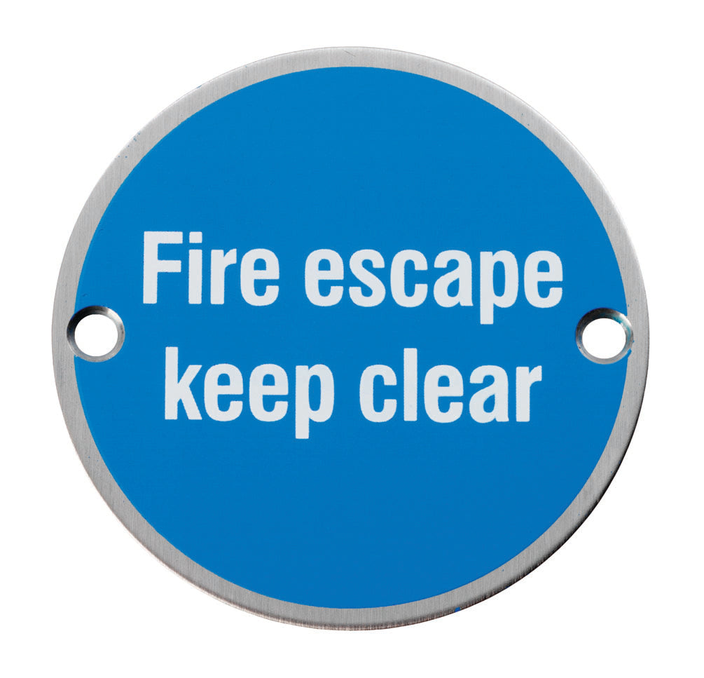 High quality image of Eurospec - Signage Fire Escape - Keep Clear - Satin Stainless Steel | Sku. sex1021sss | Trade Door Handles.