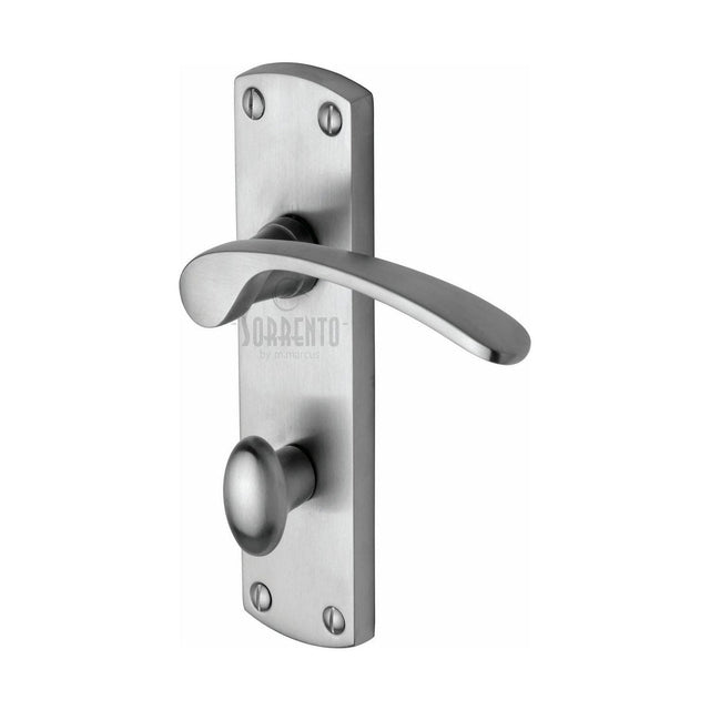 Sorrento Door Furniture Satin Chrome / Bathroom Lock Handles Sorrento - Door Handle for Bathroom Luca Design Satin Chrome Finish