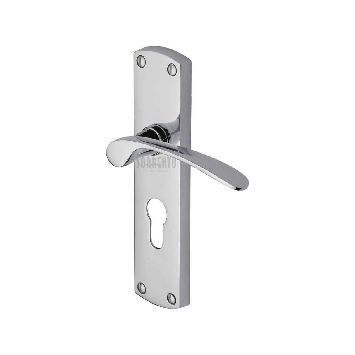 Sorrento Door Furniture Polished Chrome / Euro Profile Lock Handles Sorrento - Door Handle for Euro Profile Plate Luca Design Polished Chrome Finish