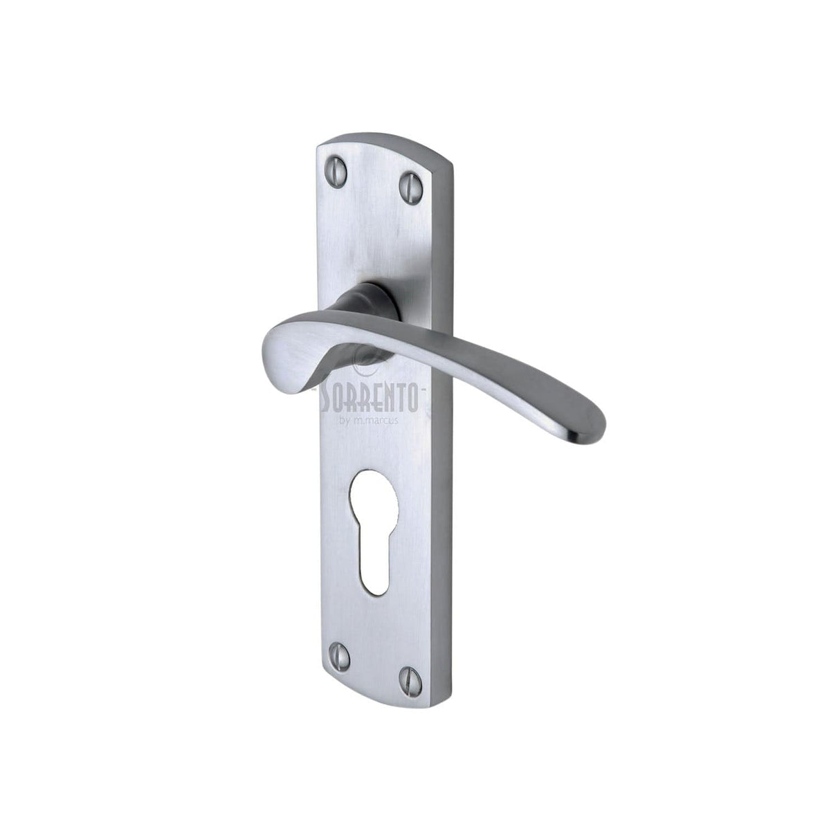 Sorrento Door Furniture Satin Chrome / Euro Profile Lock Handles Sorrento - Door Handle for Euro Profile Plate Luca Design Satin Chrome Finish