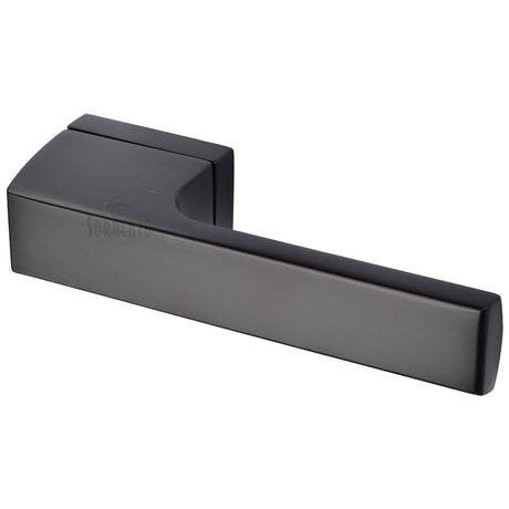 Sorrento Door Furniture Matt Black / Round Rose Sorrento - Vitra Lever Set Rectangular Base Matt Black