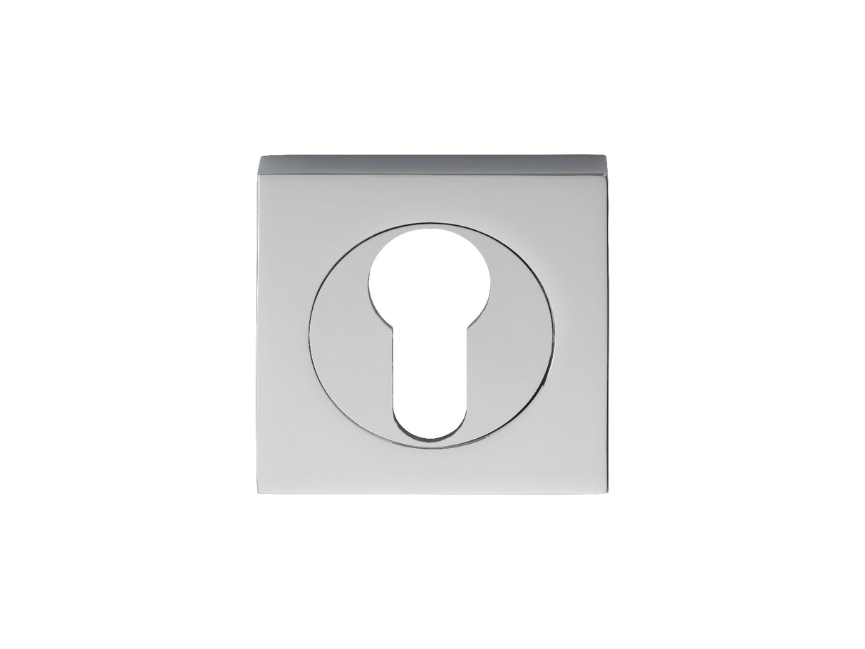 High quality image of Serozzetta - Square Euro Profile Escutcheon - Polished Chrome | Sku. szm001sqcp | Trade Door Handles.