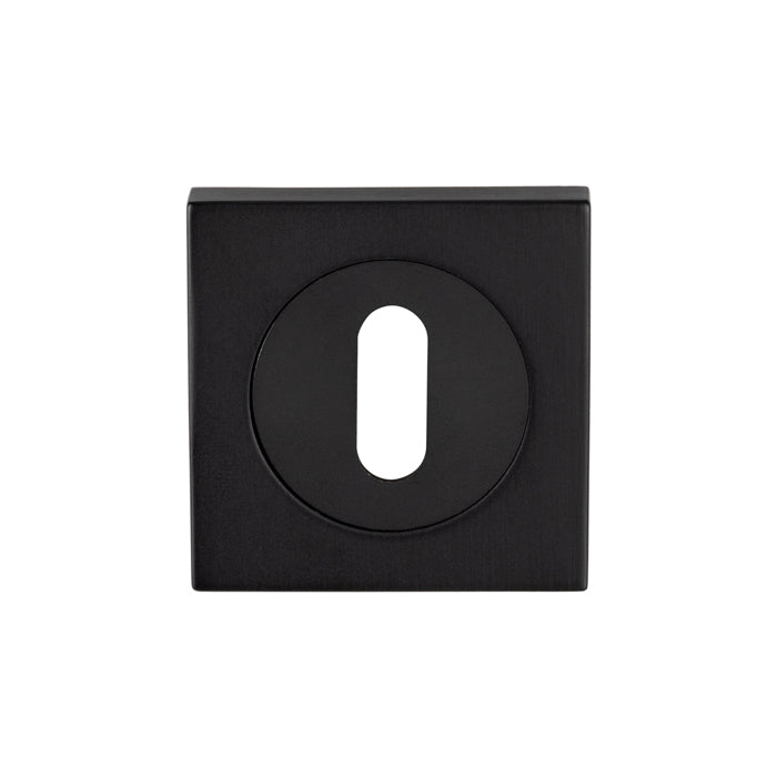 High quality image of Serozzetta - Square Standard Lock Escutcheon Matt Black - Matt Black | Sku. szm003sqmb | Trade Door Handles.