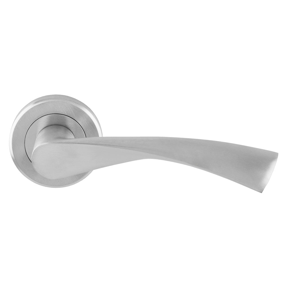High quality image of Serozzetta - Breeze Lever on Round Rose - Satin Chrome | Sku. szm025sc | Trade Door Handles.
