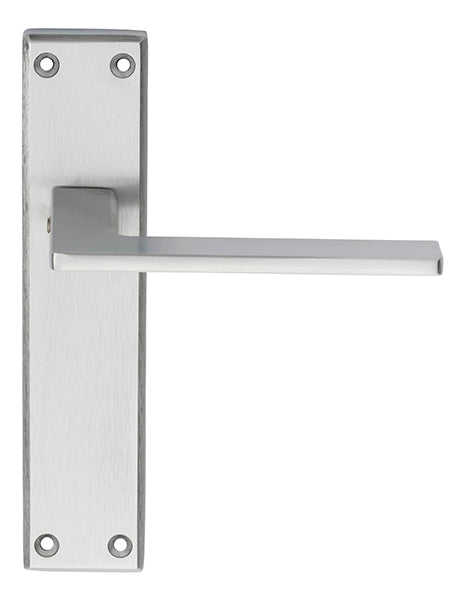High quality image of Serozzetta - Zone Lever on Latch Backplate - Satin Chrome | Sku. szm035sc | Trade Door Handles.