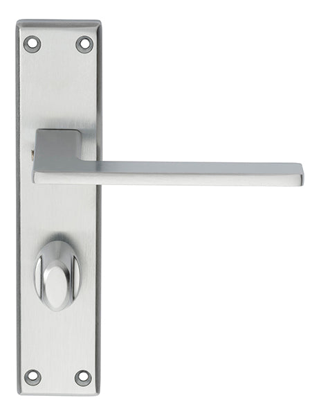 High quality image of Serozzetta - Zone Lever on WC Backplate - Satin Chrome | Sku. szm036sc | Trade Door Handles.