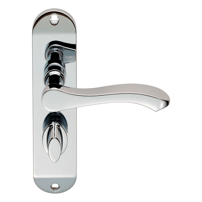 High quality image of Serozzetta - Lever on Bathroom Backplate - Polished Chrome | Sku. szm133cp | Trade Door Handles.