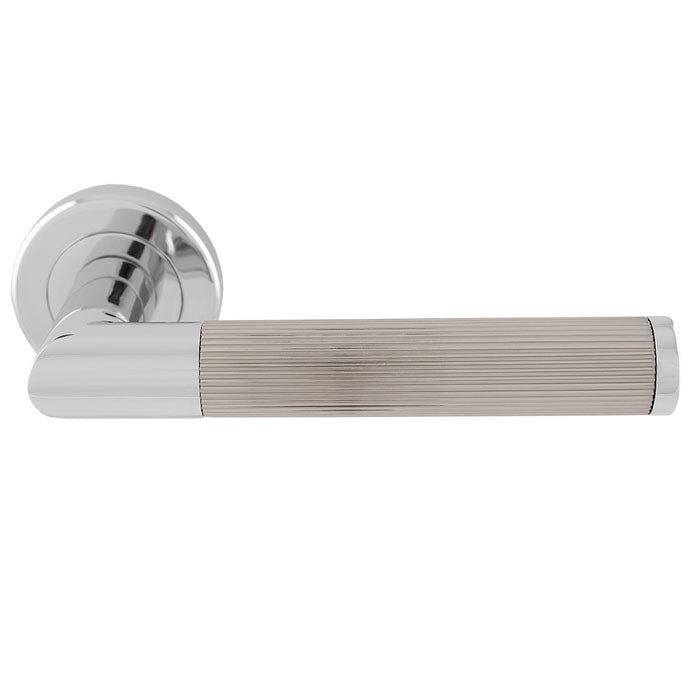 High quality image of Serozzetta - Trend Lines Lever On rose Polished Chrome / Satin Nickel | Sku. szm170cpsn | Trade Door Handles.
