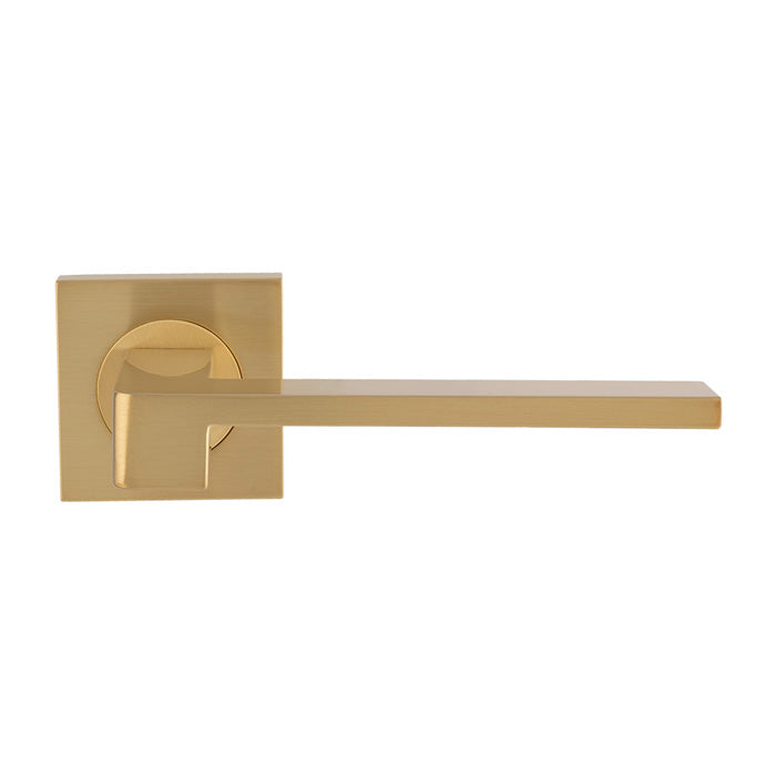 High quality image of Serozzetta - Equi Lever on Square Rose - Satin Brass | Sku. szm370sb | Trade Door Handles.