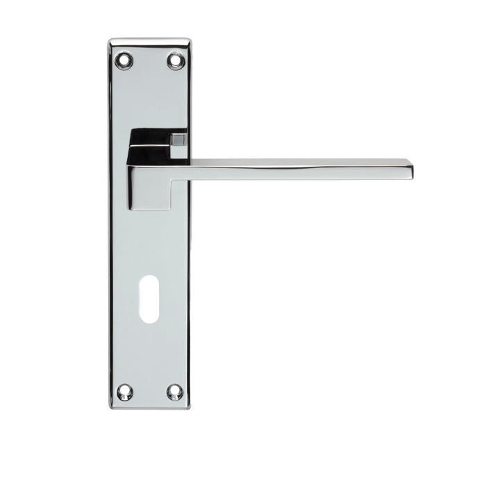 High quality image of Serozzetta - Equi Lever on Lock Backplate - Polished Chrome | Sku. szm371cp | Trade Door Handles.