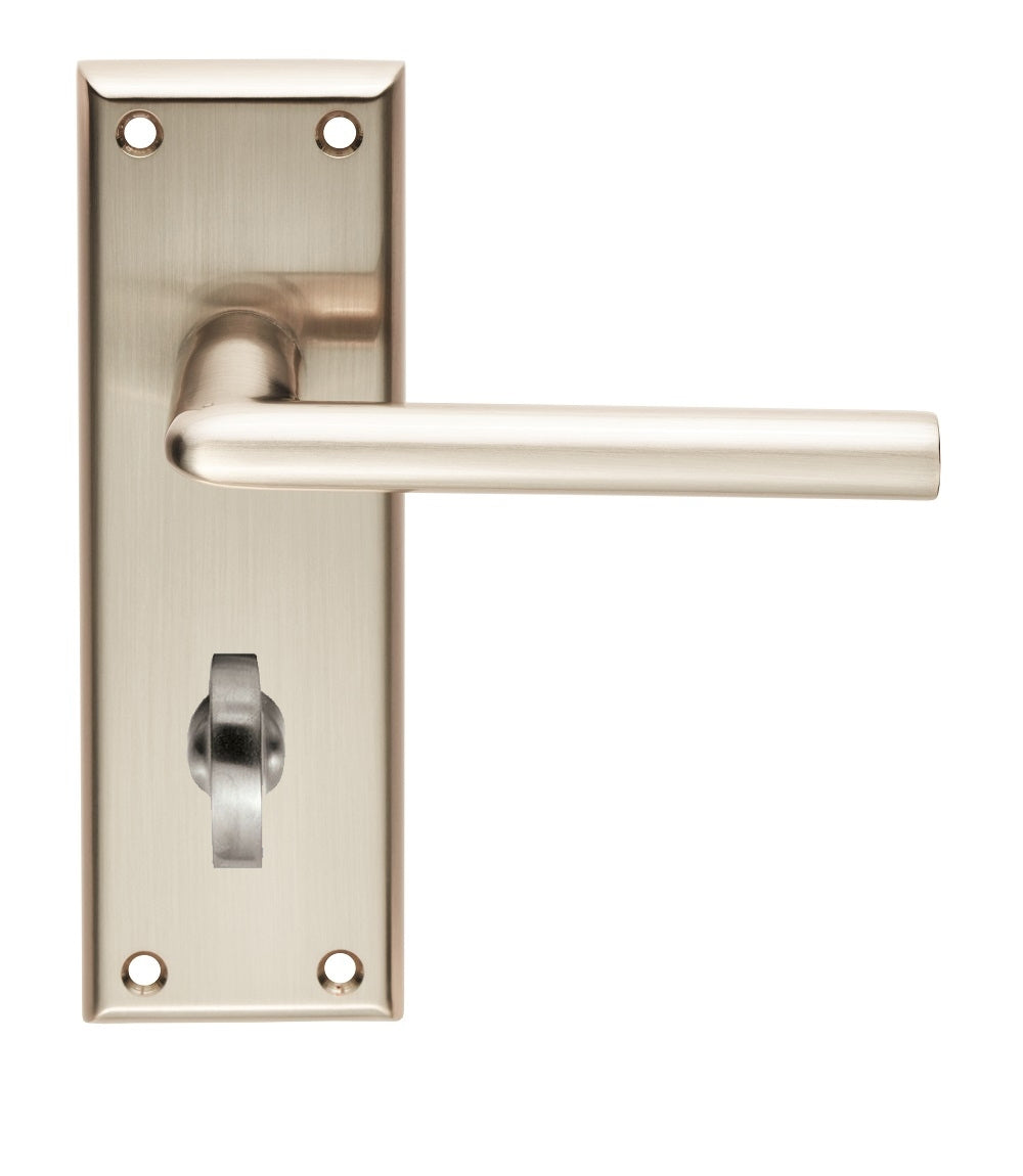 High quality image of Serozzetta - Dieci Lever on Bathroom Backplate - Satin Nickel | Sku. szr013sn | Trade Door Handles.