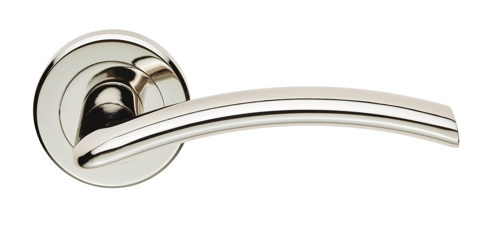 High quality image of Serozzetta - Trenta Lever on Rose - Polished Nickel | Sku. szr030pn | Trade Door Handles.