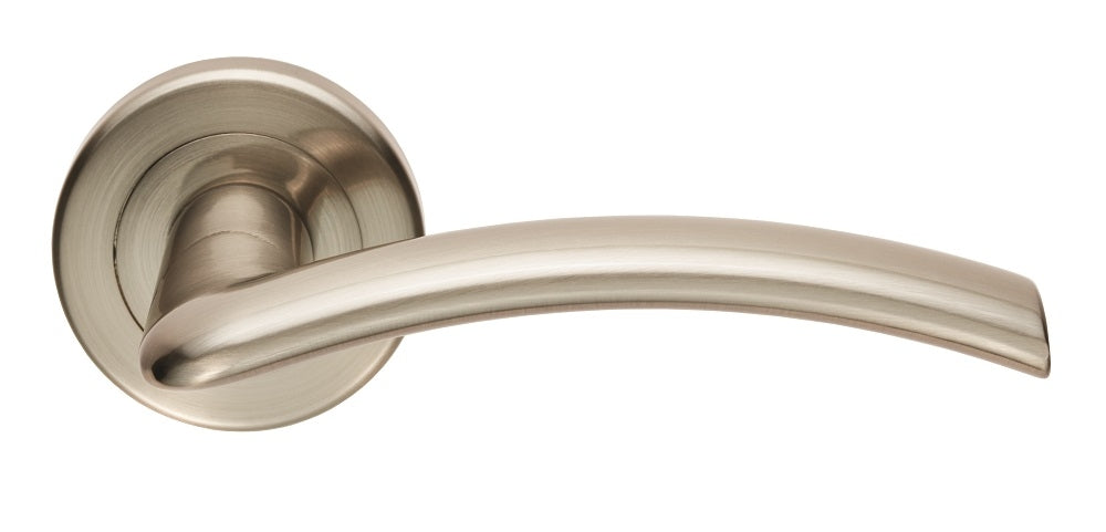 High quality image of Serozzetta - Trenta Lever on Rose - Satin Nickel | Sku. szr030sn | Trade Door Handles.