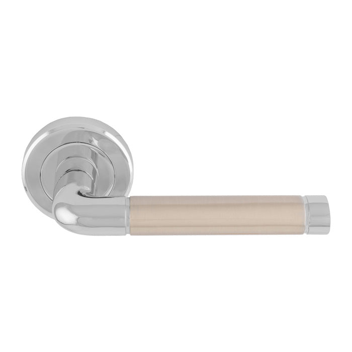 High quality image of Serozzetta - Quaranta Lever on Rose Polished Chrome/Satin Nickel | Sku. szr040cpsn | Trade Door Handles.
