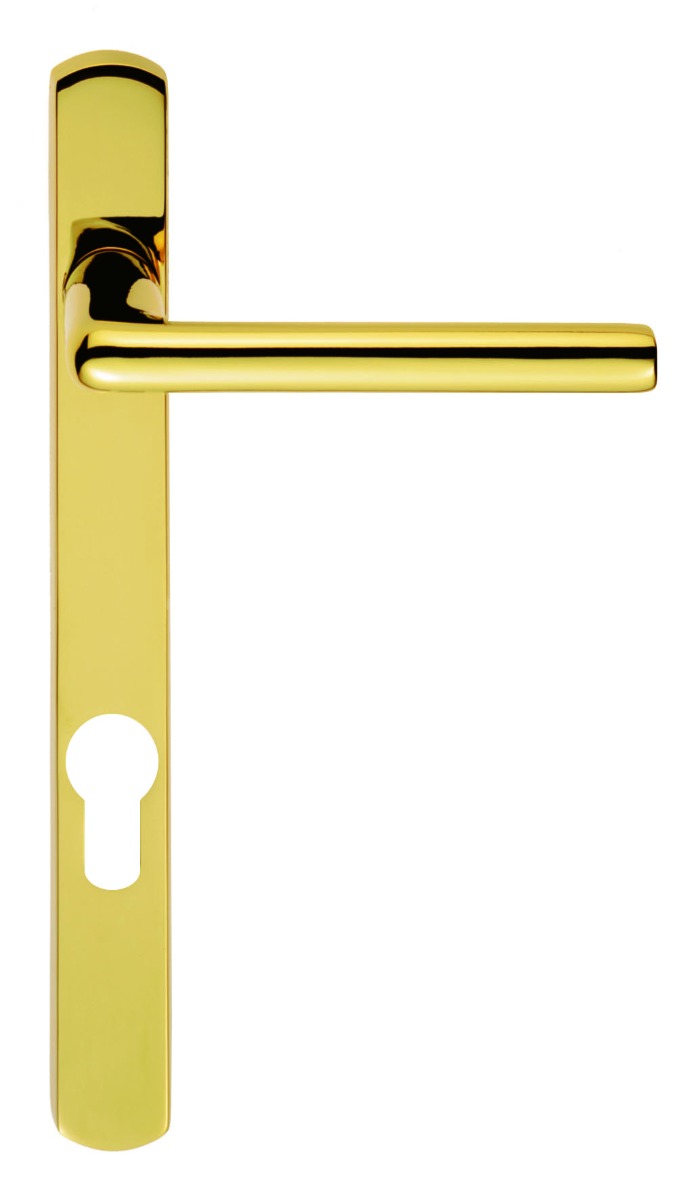 High quality image of Serozzetta - Rosa Lever on Narrow Plate 92mm c/c - Stainless Brass | Sku. szs01np92pvd | Trade Door Handles.