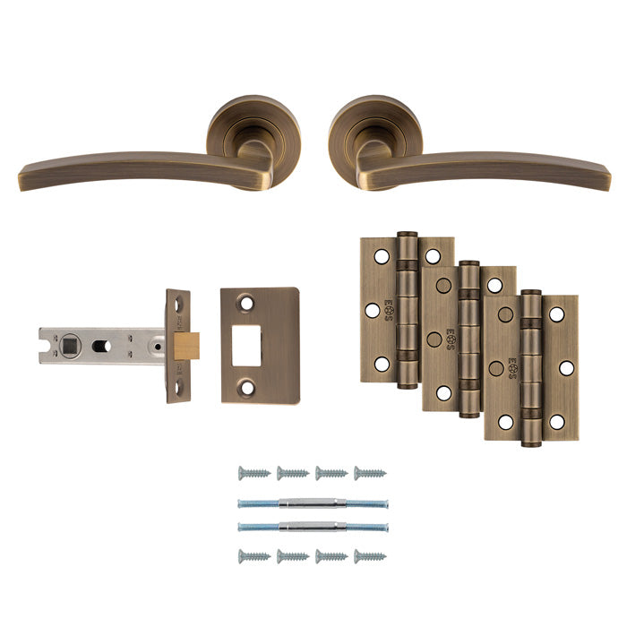High quality image of Carlisle Brass - Tavira Latch Pack - Ultimate Door Pack - Antique Brass | Sku. udp009ab-intb | Trade Door Handles.