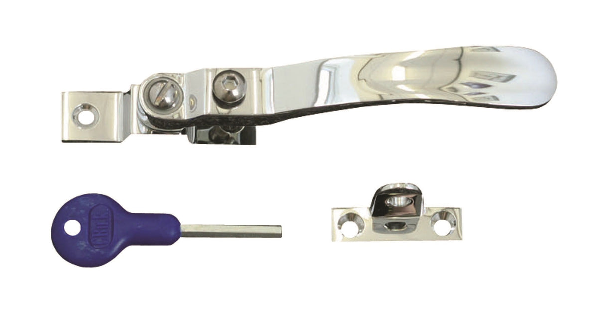 High quality image of Carlisle Brass - Locking Casement Fastener - Polished Chrome | Sku. v1006lckcp | Trade Door Handles.