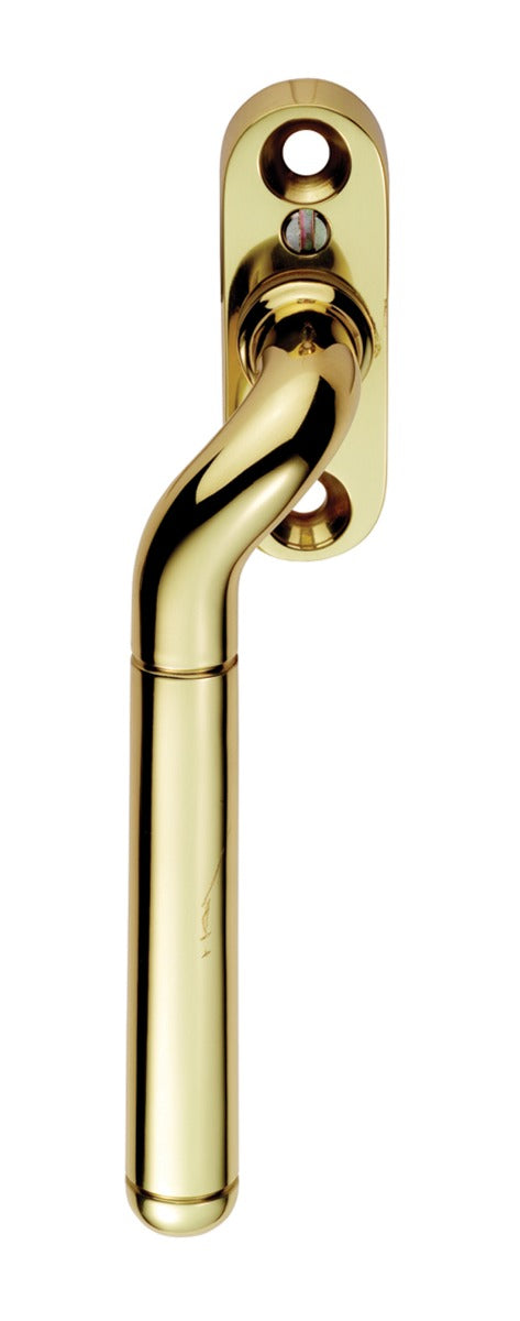 High quality image of Carlisle Brass - Cranked Locking Espagnolette Handle L/H - Polished Brass | Sku. v1008lh | Trade Door Handles.