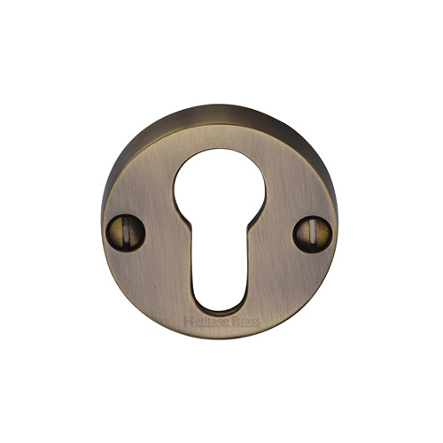 Heritage Brass Euro Profile Cylinder Escutcheon Antique Brass Finish