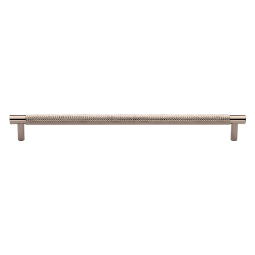 Heritage Brass Cabinet Pull Partial Knurl Design 254mm CTC Polished Nickel Finish