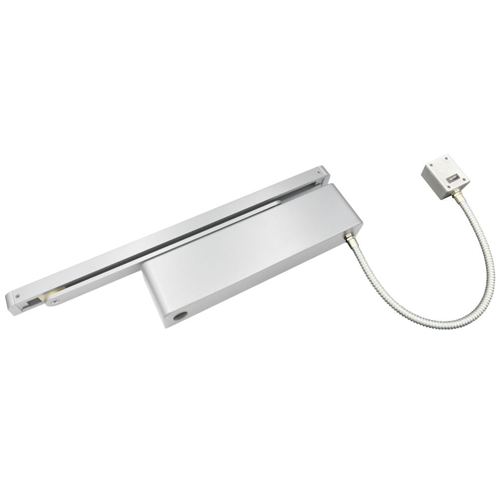 High quality image of the Vier - Electro Magnetic Overhead Door Closer, Track Arm - Silver Finish | Sku. vdc-emt03-ho-sf-sr-se | available to order from Trade Door Handles.