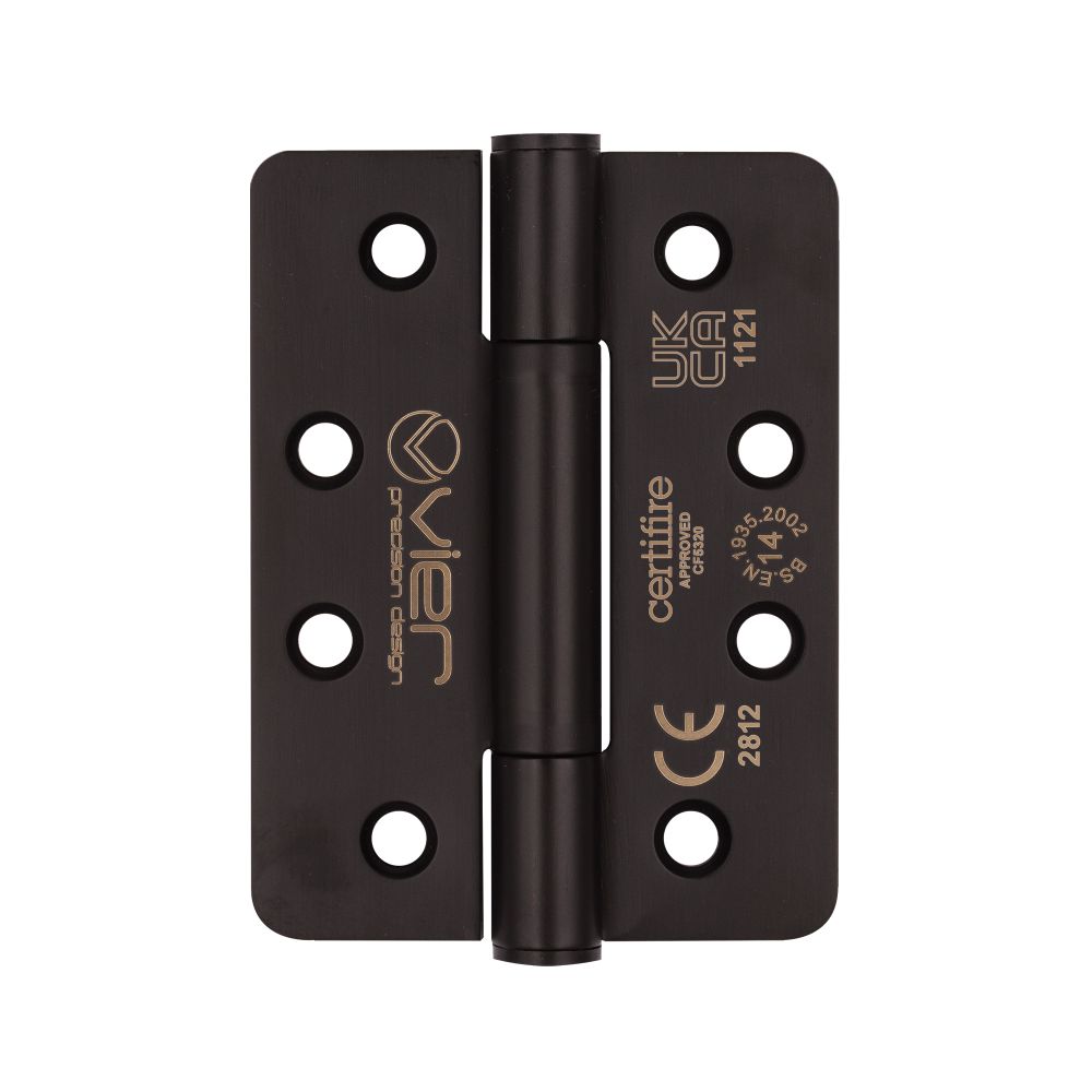 High quality image of the Vier - Grade 14 Concealed Bearing Hinge Radius - 102 x 76 x 3mm - Powder Coated Black | Sku. vhc243r-pcb | available to order from Trade Door Handles.
