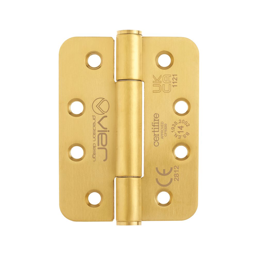 High quality image of the Vier - Grade 14 Concealed Bearing Hinge Radius - 102 x 76 x 3mm - PVD Satin Brass | Sku. vhc243r-pvdsb | available to order from Trade Door Handles.
