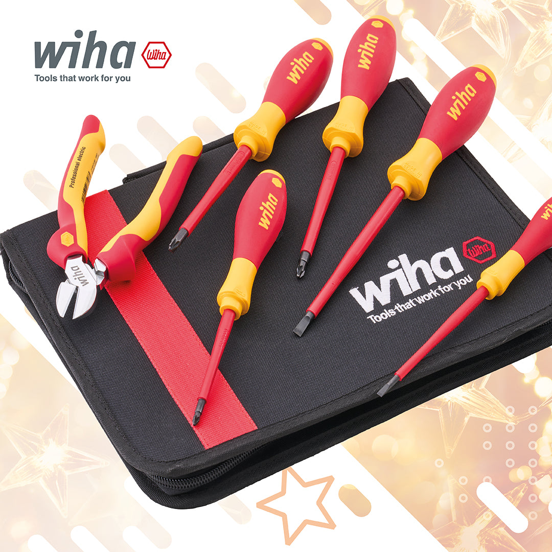 Wiha Electrician's VDE Screwdriver & Side Cutter Set in Zip Wallet