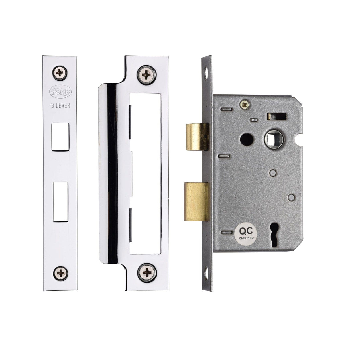 York Security Locks & Latches Polished Chrome / Polished Nickel / 3 Lever Sashlocks / 2.5" / 65mm York - 3 Lever Sash Lock 2 1/2" PC&PN