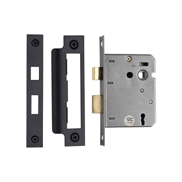 York Security Locks & Latches Matt Black / 3 Lever Sashlocks / 3" / 76mm York - 3 Lever Sash Lock 3" BLK