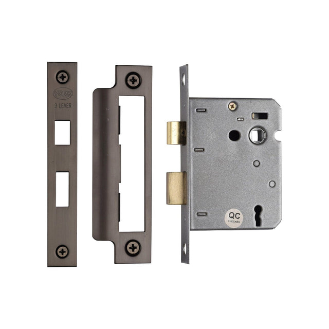York Security Locks & Latches Matt Bronze / 3 Lever Sashlocks / 3" / 76mm York - 3 Lever Sash Lock 3" MB