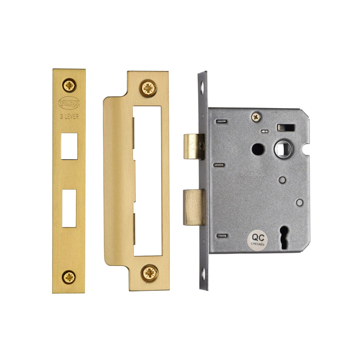 York Security Locks & Latches Satin Brass / 3 Lever Sashlocks / 3" / 76mm York - 3 Lever Sash Lock 3" SB