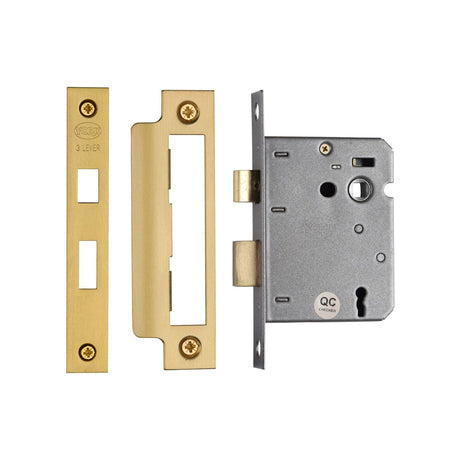 York Security Locks & Latches Satin Brass / 3 Lever Sashlocks / 3" / 76mm York - 3 Lever Sash Lock 3" SB