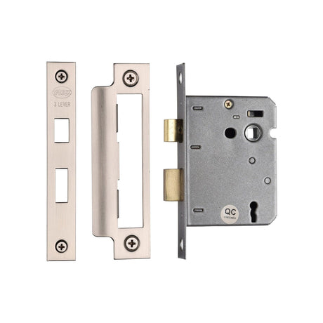 York Security Locks & Latches Satin Chrome / Nickel Finish / 3 Lever Sashlocks / 3" / 76mm York - 3 Lever Sash Lock 3" SN&SC
